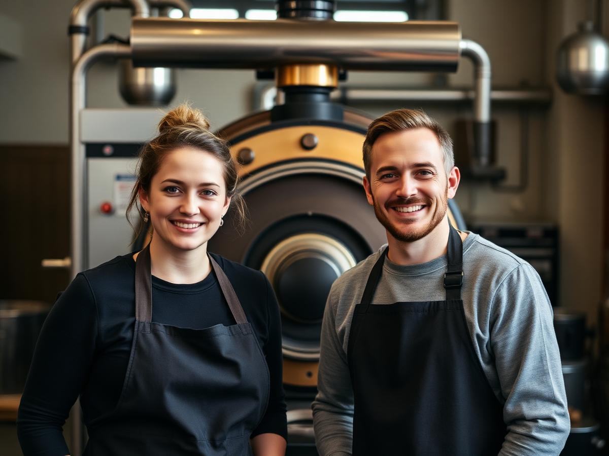 Bold Morning founders in the roastery